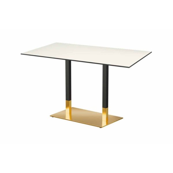 Café-Tisch OMEGA DUO mit robustem HLP-Tischplatte – stabile Doppel-Säulen für Outdoor und Gewerbe