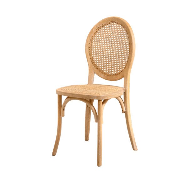 Holz Hochzeitsstuhl PALACE natürlich – Eleganter Massivholzstuhl mit Rattan-Sitz