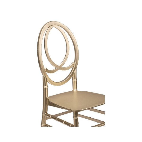 Hochzeitsstuhl PHOENIX champagner – Eleganter. stapelbarer Stuhl mit ovale Rückenlehne und wetterfestem Design für besondere Mom