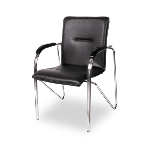 Konferenzstuhl SAMBA CR schwarz aus Öko-Leder – ergonomisch & langlebig