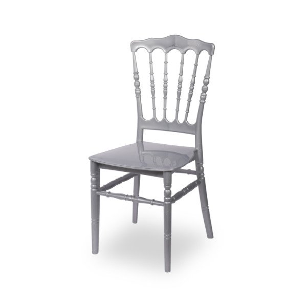 Hochzeitsstuhl CHIAVARI NAPOLEON silber – leichter. langlebiger Polypropylen-Stuhl mit elegantem Design. 6 Farben. 3 Jahre Garan