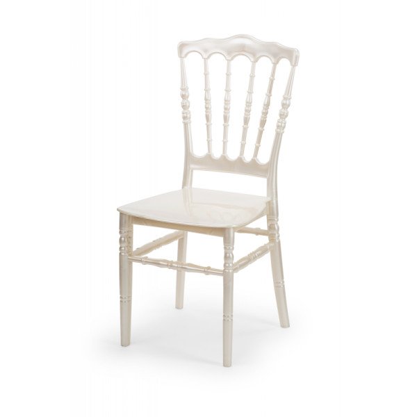 Hochzeitsstuhl CHIAVARI NAPOLEON Pearl – Eleganter. leichter Polypropylen-Stuhl in 6 Farben. stapelbar bis 11 Stück. 3 Jahre Gar