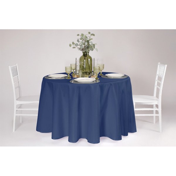 Tischdecke TB-100 fi260 cm marineblau – glatte Panama Stretch Tischdecke. weich. matt. 180g/m2. pflegeleicht und ökonomisch