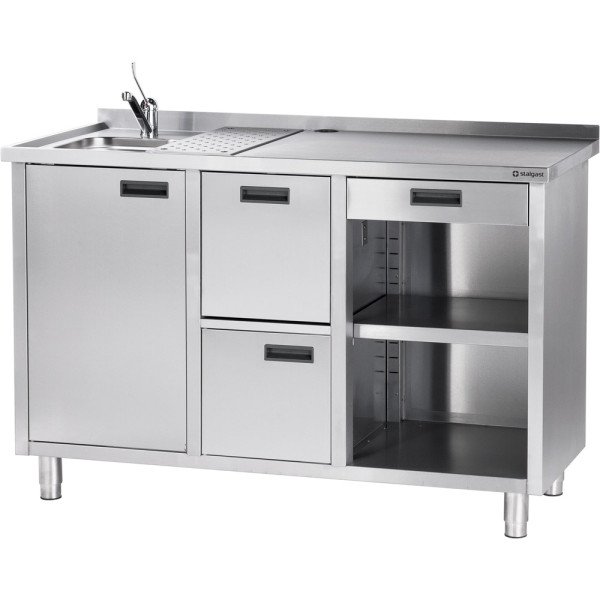 Stalgast Edelstahl Arbeitstisch für Kaffeemaschine, mit Aufkantung, 1500 x 700 x 1000 mm (BxTxH)