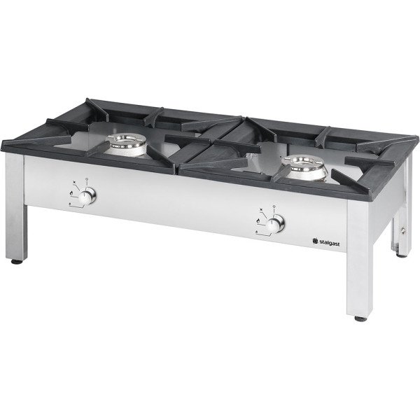 Stalgast Edelstahl Gas-Hockerkocher TOP, Doppelbrenner, G20, 1140x607x380 mm (BxTxH)