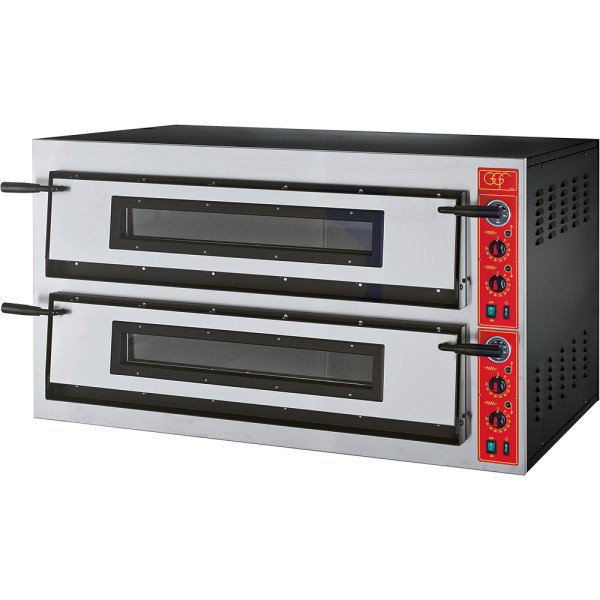 GGF Pizzaofen mit zwei Kammern für 12 Pizzen à 360 mm, Vollschamott, 18 kW, 1370 x 850 x 750 mm (BxTxH)