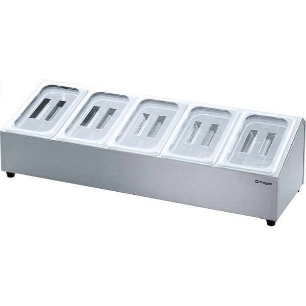 Edelstahl Ständer für Gastronormbehälter - 5 x GN 1/4 (150 mm)