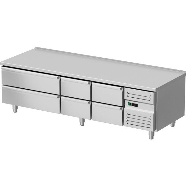 Unterbaukühltisch mit sechs Schubladen, GN1/1 und GN 2/1, 2000x700x600 mm (BxTxH)