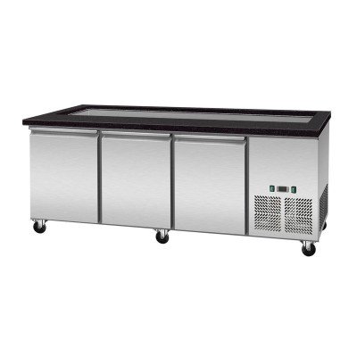 SNACK-Line. Kalte Theke. 5x GN1/1. Granit Star Galaxy schwarz. OHNE Glasaufbau 188x82x85.5