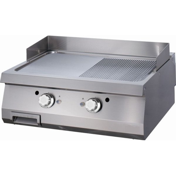 Gastro Heavy Duty Grillplatte - Halb Gerillt - Doppeleinheit - 70 cm Tief - Gas