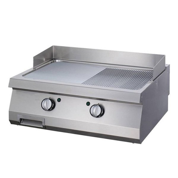 Gastro Heavy Duty Grillplatte - Halb Gerillt - Doppeleinheit - 70 cm Tief - Elektrisch
