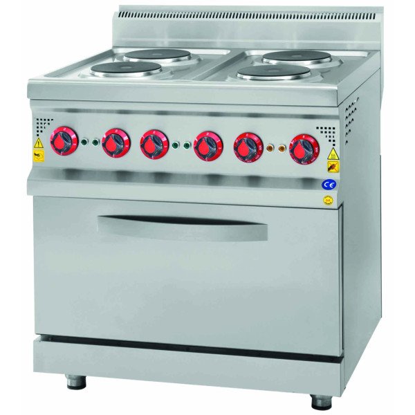 Fornello elettrico - 10 kW - 4 piastre rotonde - con forno elettrico statico - 6 kW