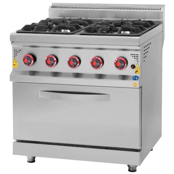 Fornello a gas - 28,66 kW - 4 fuochi - con forno a gas - 7,84 kW