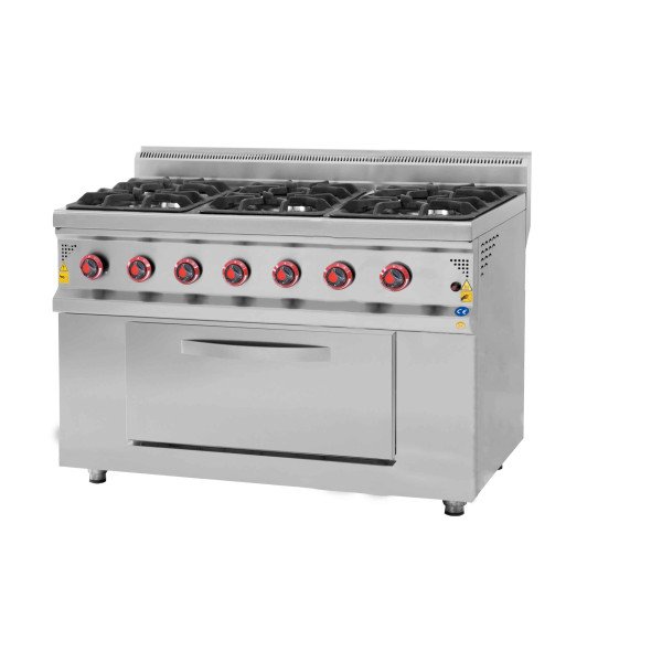 Fornello a gas - 42,99 kW - 6 fuochi - con forno a gas - 8,51 kW
