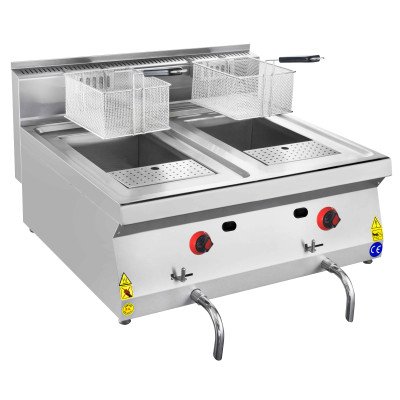 Premium gas double deep fryer - 10 + 10 liters - 16.12 kW