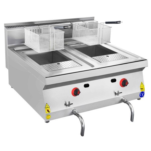 Premium gas double deep fryer - 10 + 10 liters - 16.12 kW