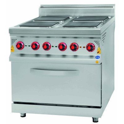 Electric stove - 12 kW - 4 plates angular - incl. electric oven Static - 6 kW