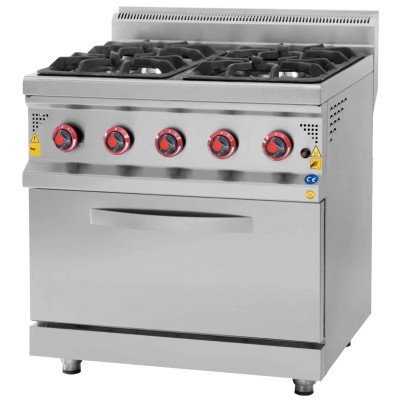 Fornello a gas - 28,66 kW - 4 fuochi - con forno a gas incluso - 7,84 kW
