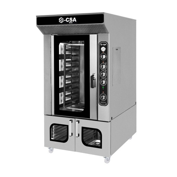 Forno ad aria calda rotante per panetteria elettrico - Manuale - 10x EN 60x40 - con armadio di lievitazione