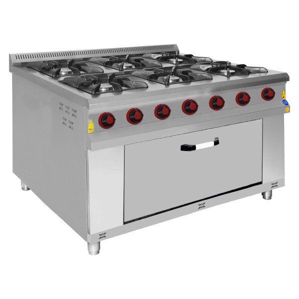 Fornello a gas - 52,84 kW - 6 fuochi + forno 7,84 kW