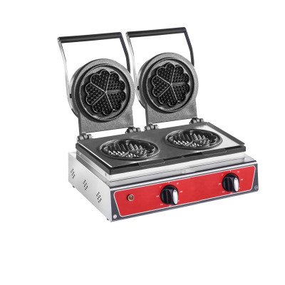 Piastra per waffle - Forma: Cuore - Doppia