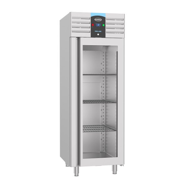 TIEFKÜHLSCHRANK EDELSTAHL GLASTÜR MONO BLOCK 700 LTR