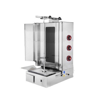 Electric gyro/ kebab grill - 3 burners - max. 45 kg - incl. hinged doors