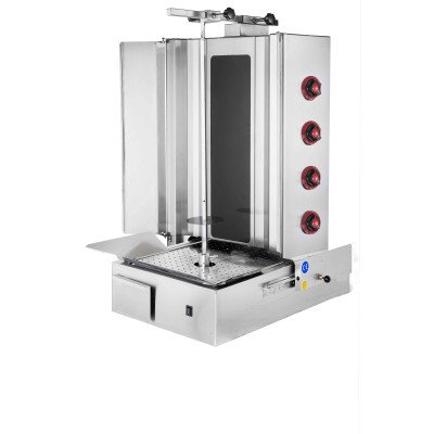 Electric gyro/ kebab grill - 4 burners - max. 60 kg - incl. hinged doors