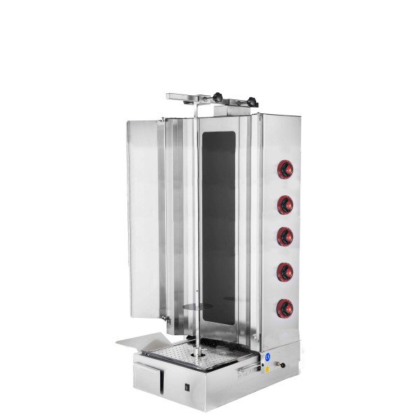 Griglia elettrica per gyros/döner - 5 bruciatori - max. 100 kg - con porte a battente