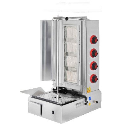 Gas Gyros-/ Dönergrill - 4 Brenner - max. 60 kg - inkl. Flügeltüren