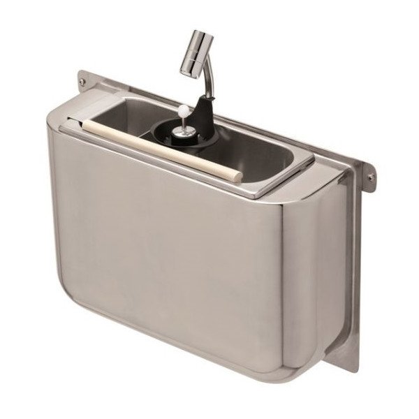 SPÜLBECKE FÜR EISLÖFFEL MIT EISLÖFFELDUSCHE 410X120X270  MIT WASSERABLAUFLOCH, WASSERANSCHLUSS UND ÜBERLAUFROHR