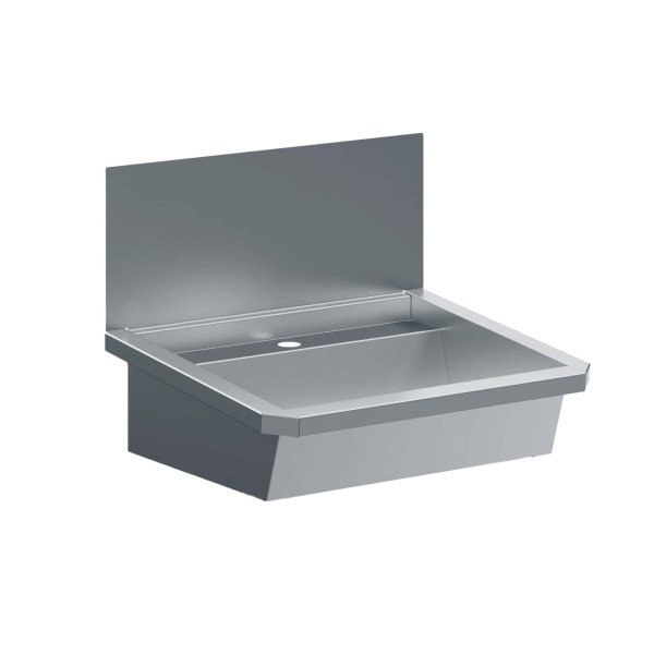 EDELSTAHL WASCHBECKEN 1 ABLASSHAHN 600MM  ABLAUFSTOPFEN UND SCHUTZWAND INKLUSIVE, EXKLUSIV HAHN