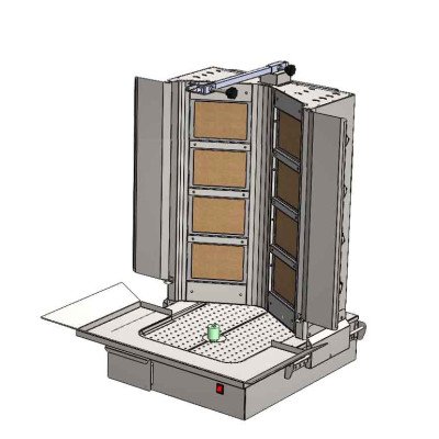 Gas Gyros-/ Dönergrill - V-Form - 4+4 Brenner - max. 100 kg - inkl. Flügeltüren