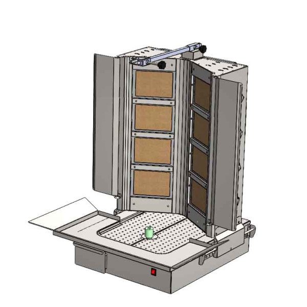 Gas Gyros-/ Dönergrill - V-Form - 4+4 Brenner - max. 100 kg - inkl. Flügeltüren