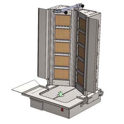 Gas Gyros-/ Dönergrill - V-Form - 5+5 Brenner - max. 140 kg - inkl. Flügeltüren