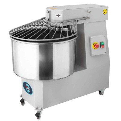 Spiral dough kneading machines