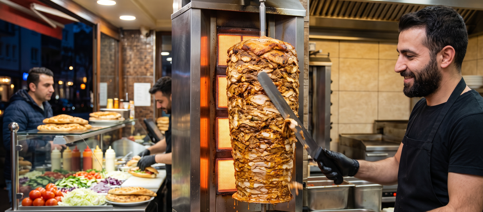 Warum wird Dönerfleisch vertikal gegrillt? Technik & Vorteile erklärt → Die Funktionsweise des Vertikalgrills und seine Vorteile für die Gastronomie